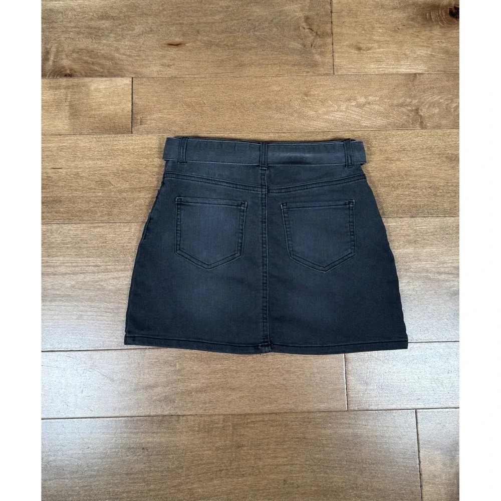 OshKosh B'gosh Denim Skirt Drk Gray Adjustable Tie Waist Casual Y2K Girls 10/10A